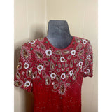 Red beaded and sequins dress
