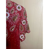 Red beaded and sequins dress