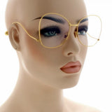 Granny metal frame clear lens glasses