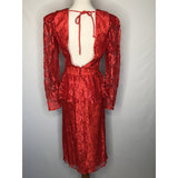 Vintage red lace peplum dress