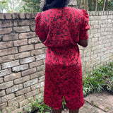 80's red and black peplum dress medium