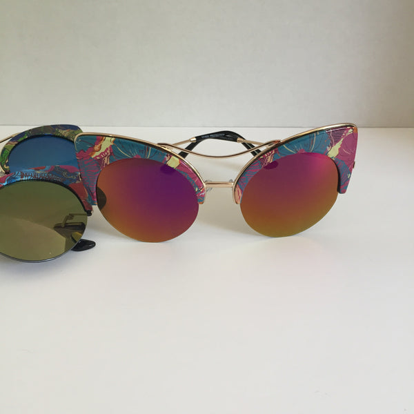 Round mirror cat eye sunglasses